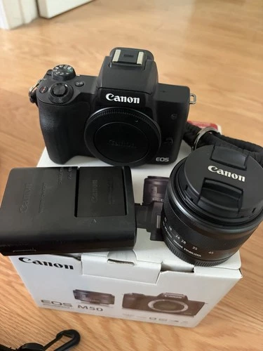 Canon EOS M50 24.1MP Mirrorless Camera - Black (Kit with 15-45mm STM Lens)
